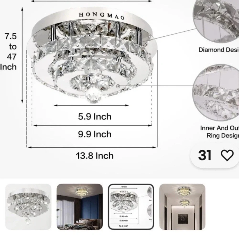 New Led Mini CristalChandler LED Light